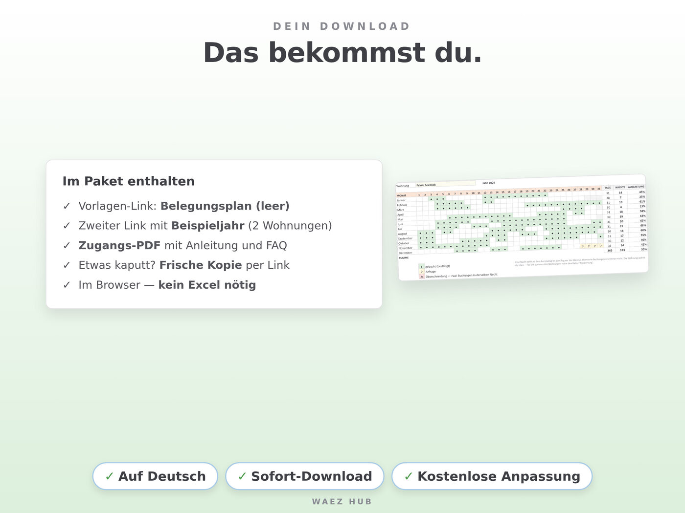 Belegungsplan Ferienwohnung für Google Sheets – Ansicht 8 von 8