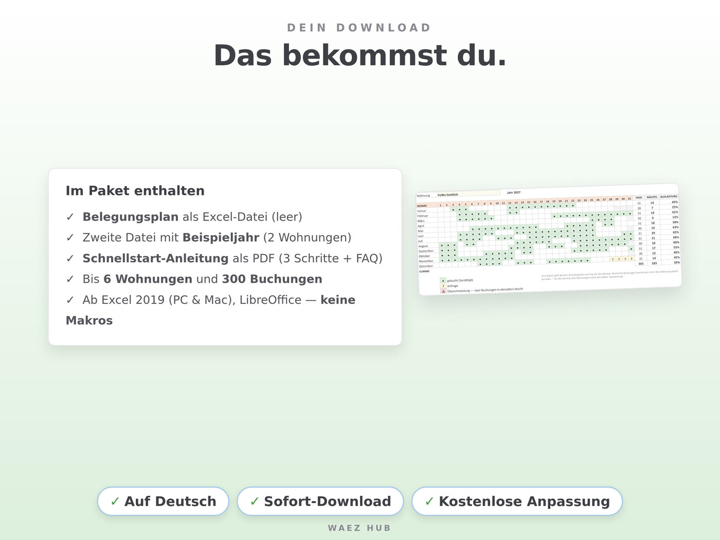Belegungsplan Ferienwohnung – Ansicht 8 von 8