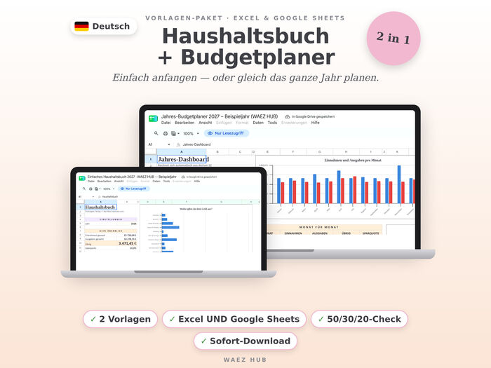 Haushalts-Paket: Haushaltsbuch + Budgetplaner