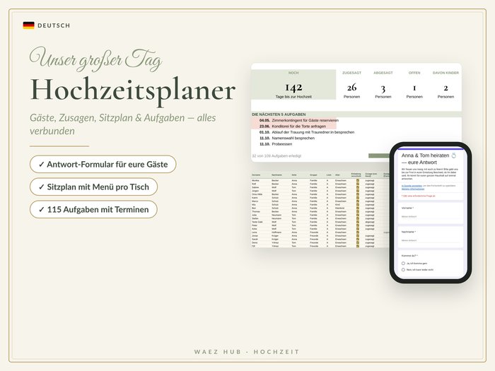 Hochzeitsplaner mit Antwort-Formular