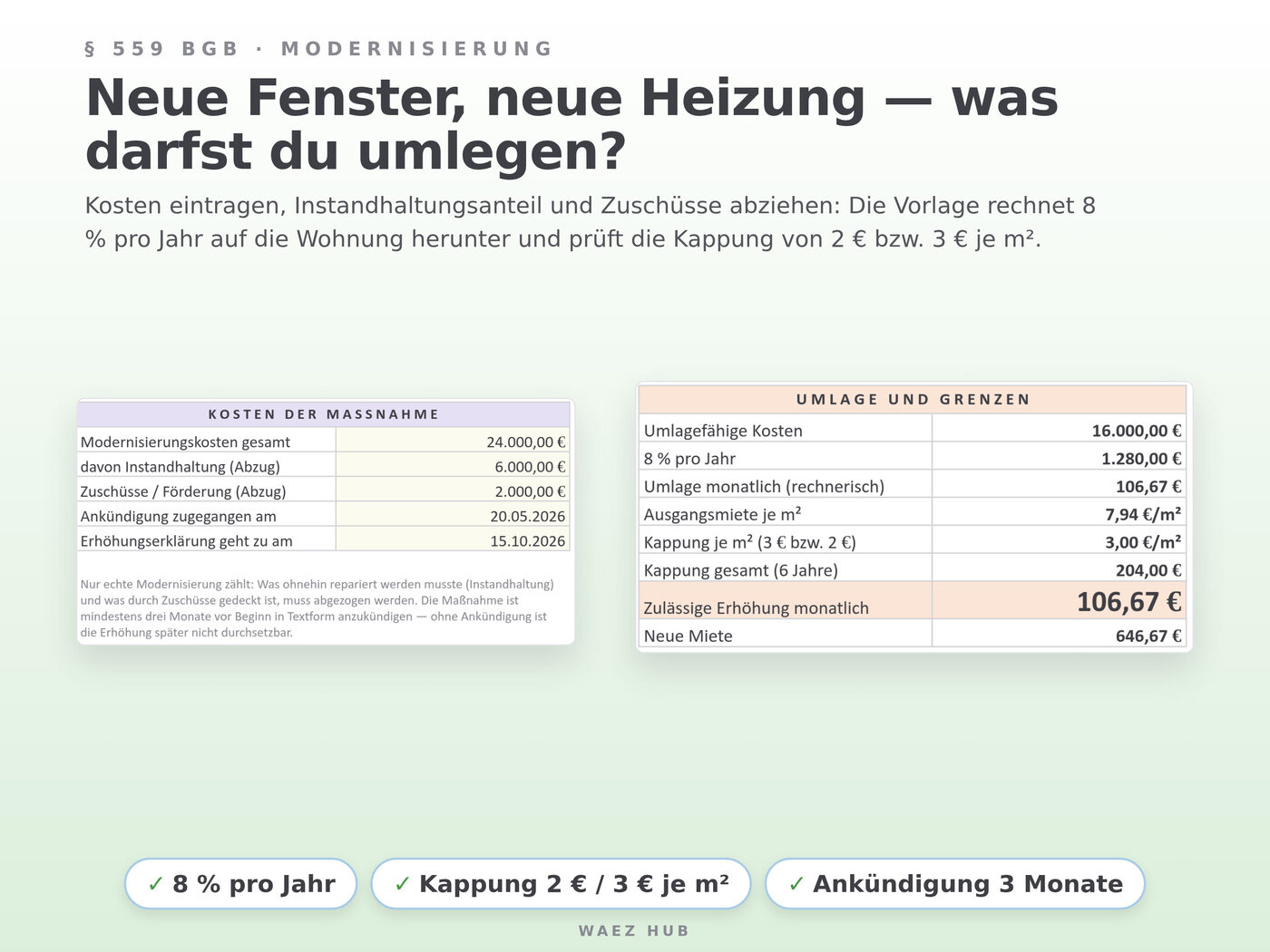 Mieterhöhungs-Rechner für Google Sheets – Ansicht 6 von 9