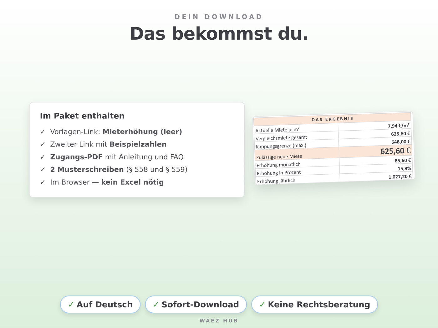Mieterhöhungs-Rechner für Google Sheets – Ansicht 9 von 9