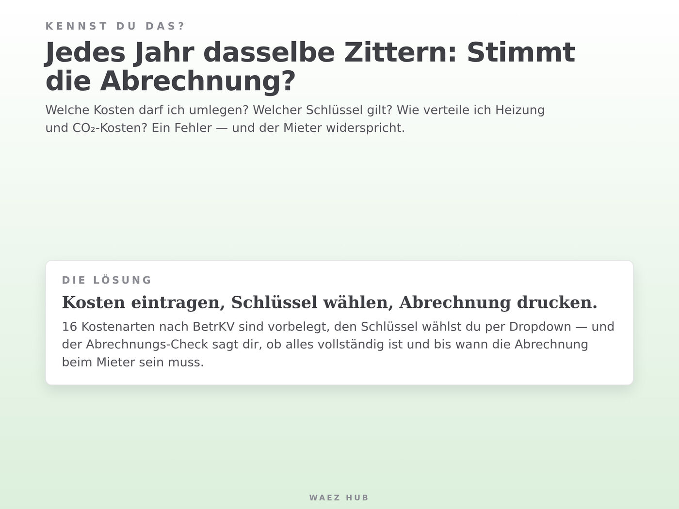 Nebenkostenabrechnung für Google Sheets – Ansicht 2 von 9
